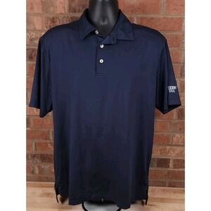 Peter Millar Summer Comfort Golf Polo Shirt Large Blue Prescient National Logo